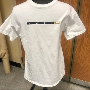 Vail Men’s T-shirt ski snowboard white medium M travel casual T Shirt graphic